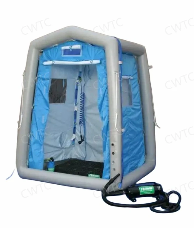 Inflatable decontamination tent